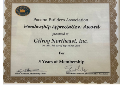 5 Year Member of Pocono Builder's Association